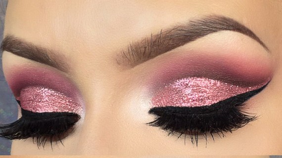 Pink-Cut-Crease-makeup-Glitter-eyes-makeup-cosmetic-tutorials
